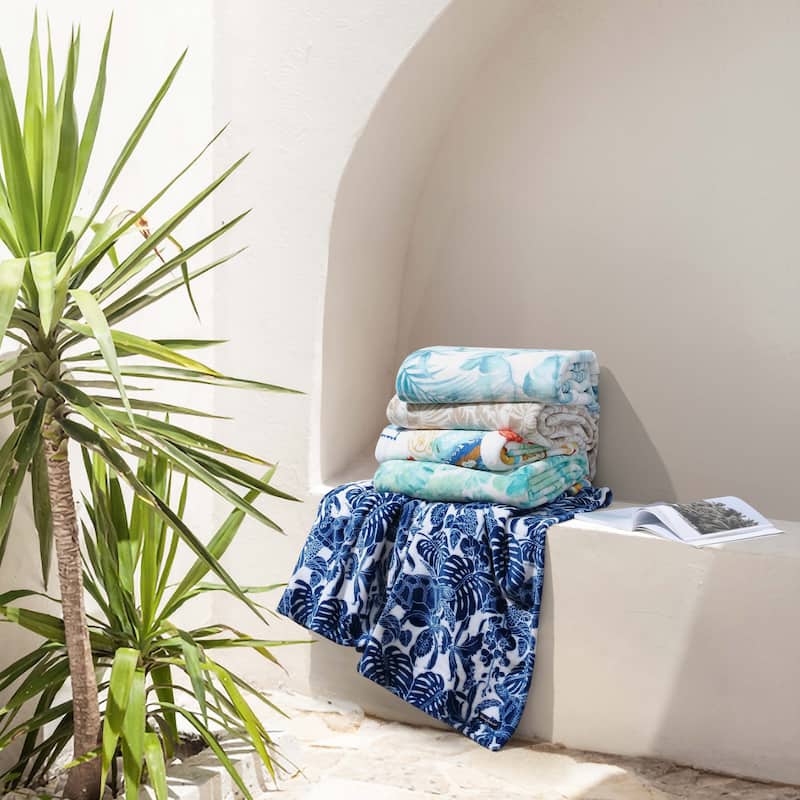 Tommy Bahama Printed Ultra Soft Plush Fleece Throw Blanket