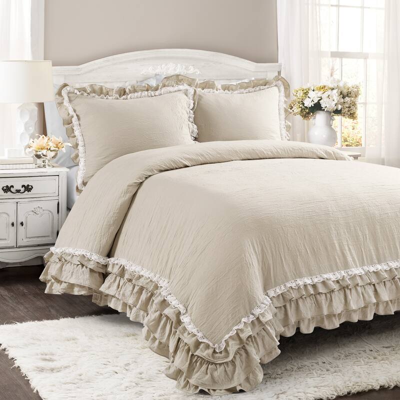 Silver Orchid Gerard Shabby Chic Ruffle Lace Comforter Set