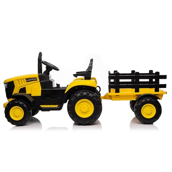 Battery Powered Kids Tractor Toy with Remote Control Safety Belt and Music for Ages 3 8 Yellow