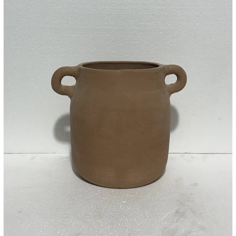 Terracotta Vase Natural Black H 8.1" & Dia 6.7" - Black