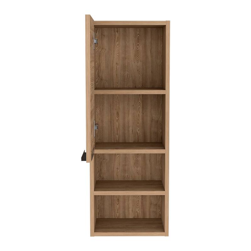 Hazelton Medicine Cabinet with Open and Interior Shelves, Light Gray Finish, 32.1" H x 11.8" W x 9.96" D