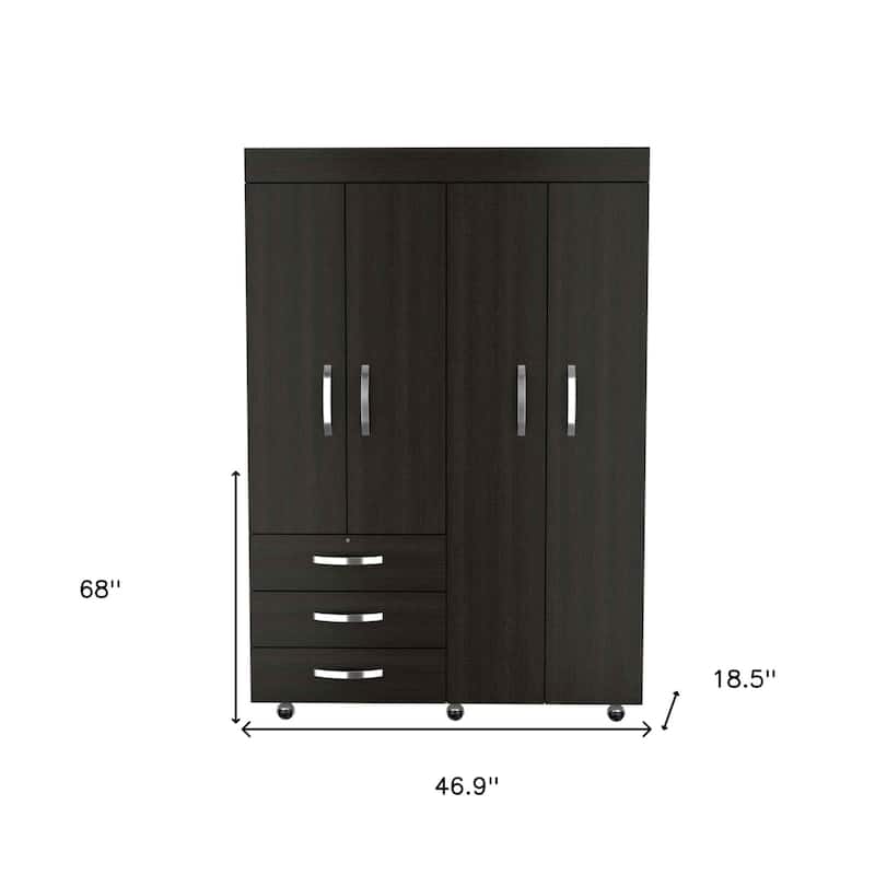 HomeRoots 47" Black Three Drawer Combo Dresser