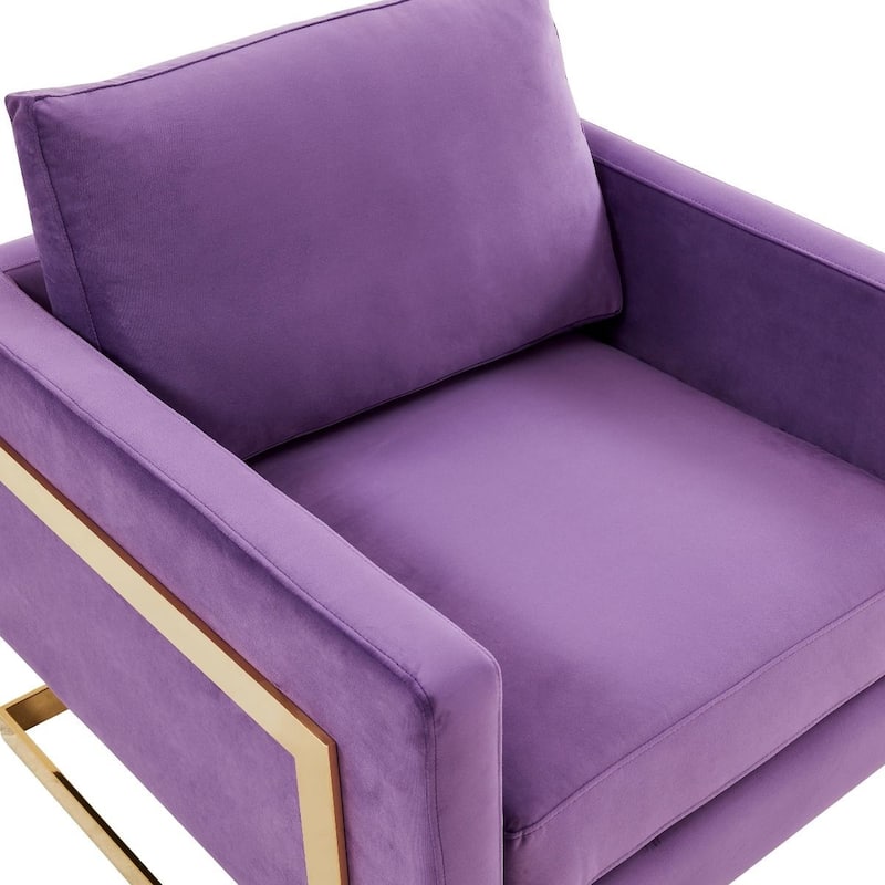 Lincoln Modern Velvet Upholstered Accent Designer Lounge Chair with Gold Frame for Living Room, Bedroom and Home Office - 34"