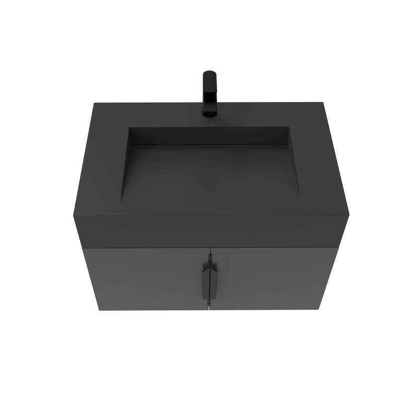 Nile 30-Inch Wall Mounted Bathroom Vanity Set w/ Black Top