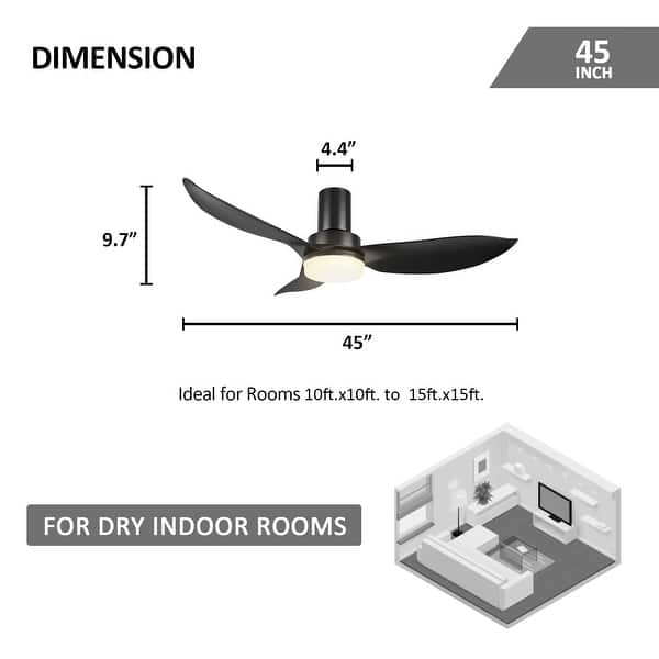 dimension image slide 1 of 2, CARRO Haddington 45-inch Indoor Ceiling Fan with Light and Remote - N/A