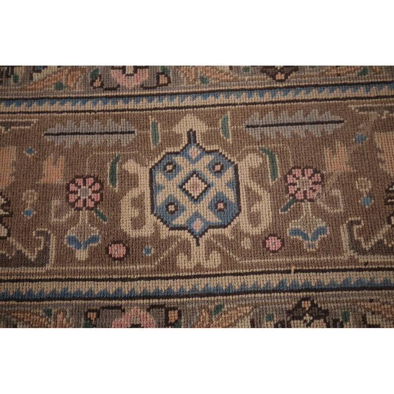 Light Blue Geometric Tabriz Persian Vintage Rug Handmade Wool Carpet - 7'8"x 11'5"