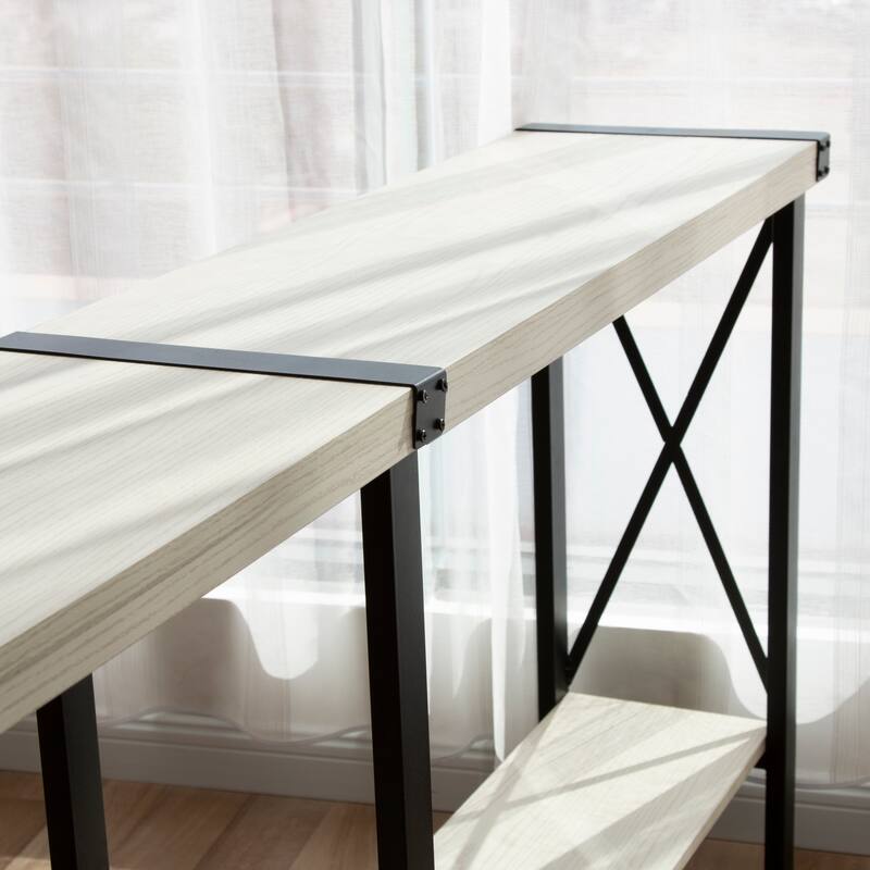 Farmhouse Console Table, Long Sofa Table with Shelf for Living Room, Entryway, Hallway - 31.06'' H X 70.87'' W X 11.81'' D