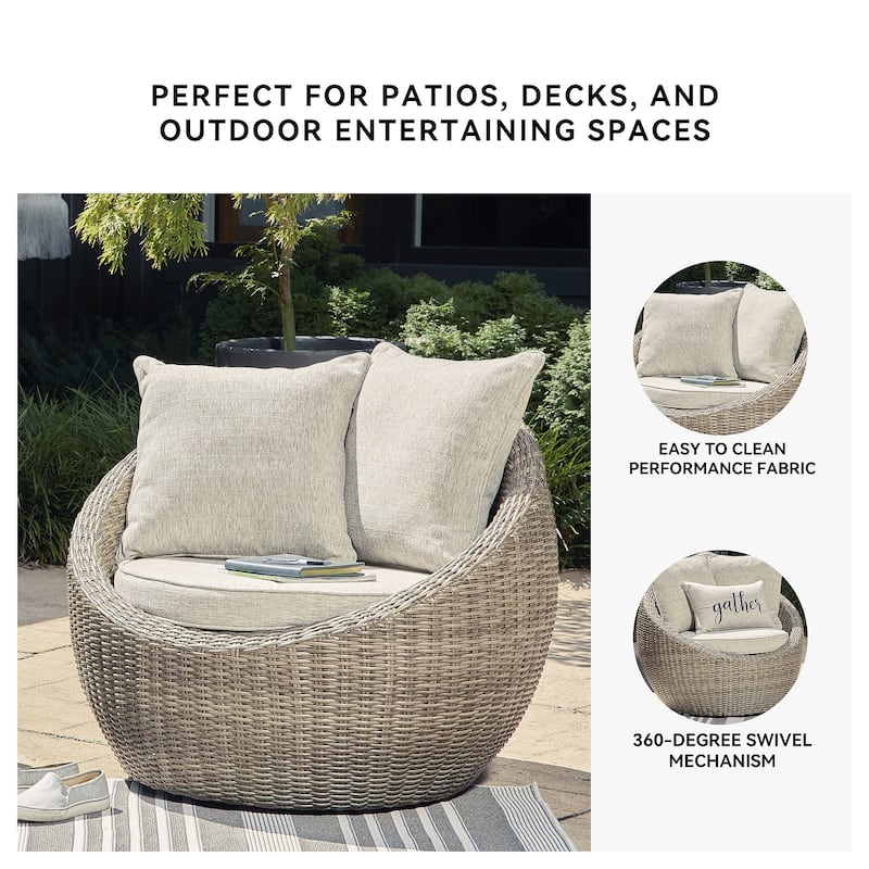 Signature Design by Ashley Danson Brown/Beige Swivel Lounge with Cushion (Set of 2) - 38"W x 37"D x 36"H