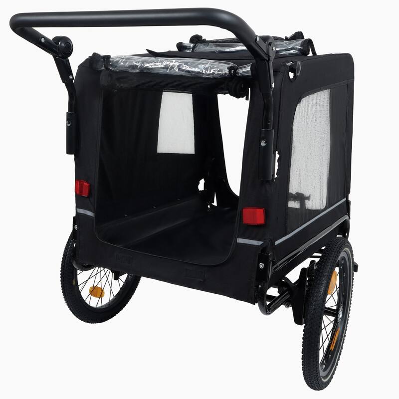 2-In-1 Bike Trailer & Push Cart For Pets-All-Terrain Wheels,Quick Release Wheel,Internal Leash,Holds Pets Up To 88 Lbs