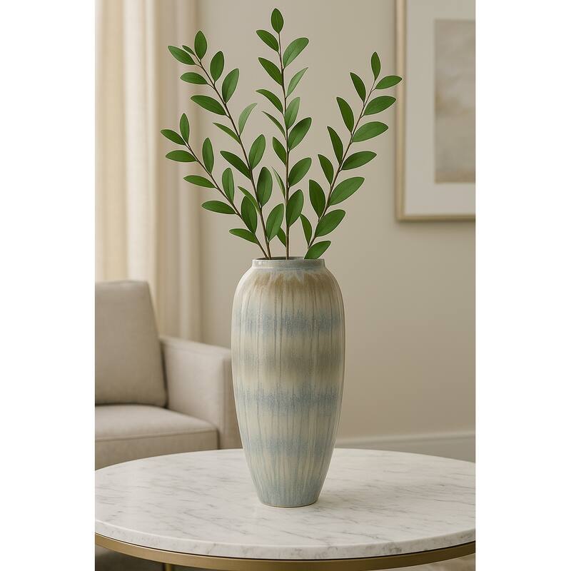 Modern Stoneware Ceramic Decorative Vase with Unique Twisted Design