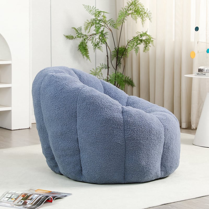 Comfortable Bean Bag Chair Light Blue Sofa Chair with Armrests, Leisure Chair Lounge Chair Upholstered Chair