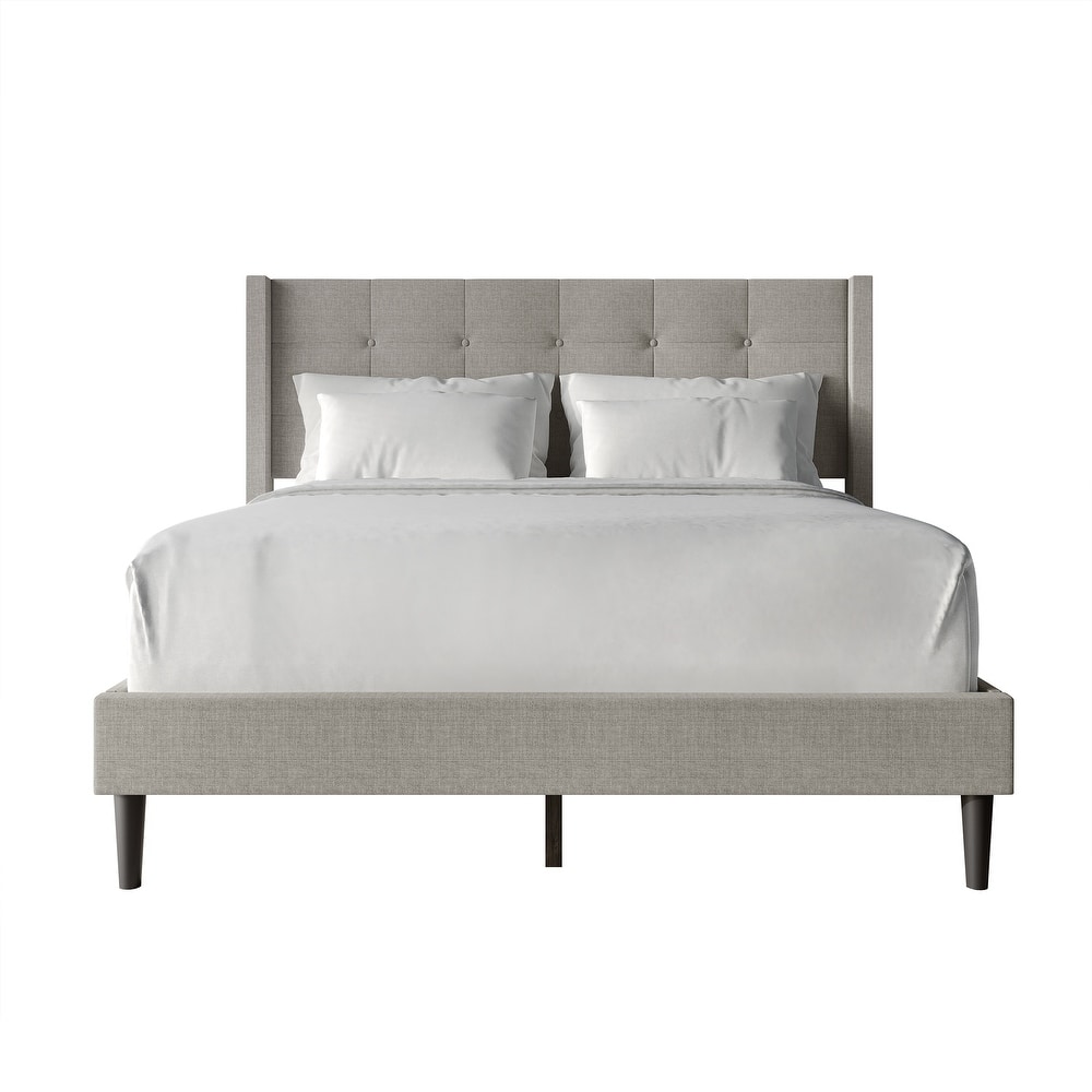 CraftPorch Elegance Wingback Upholstered Linen Bed