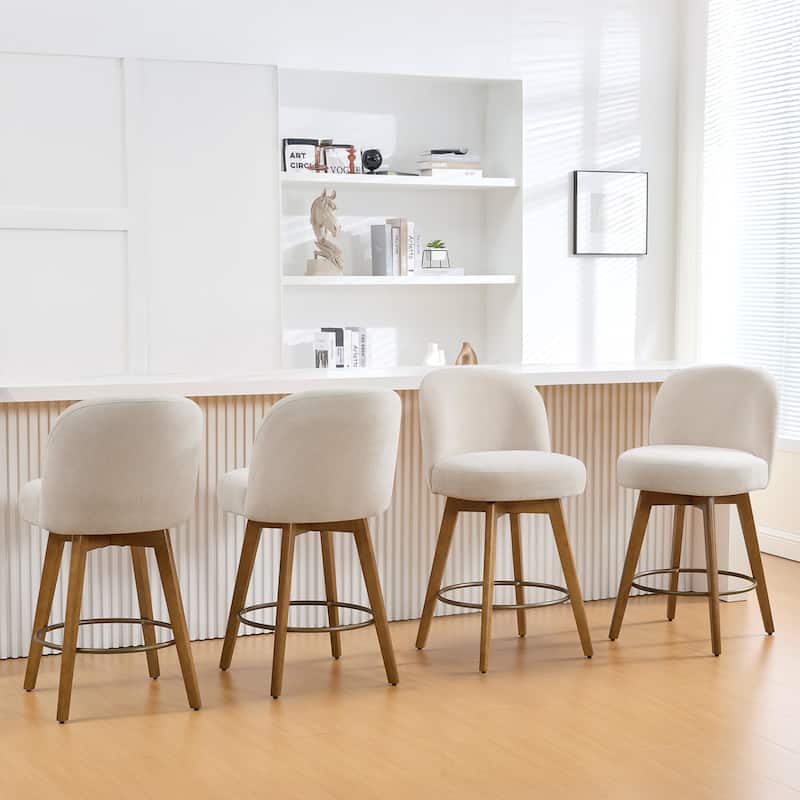 Fabric Upholstered Counter Height Swivel Bar Stools - 37.8"H x 19.7"W x 23.2"D