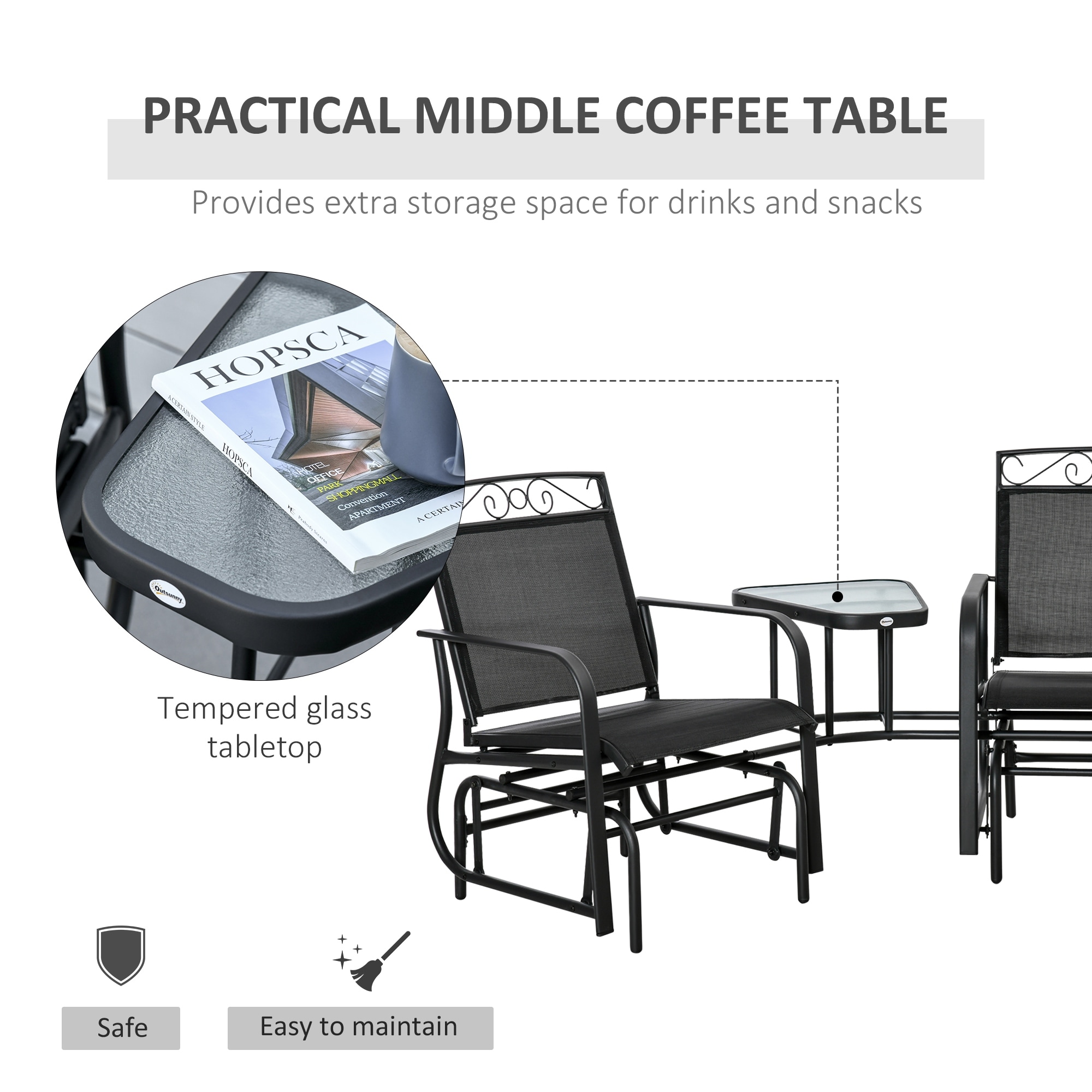 Outdoor Glider Chairs With Coffee Table