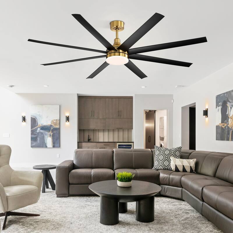 65"/72"/84" Modern LED Ceiling Fan with Light and Remote(8-Blade)