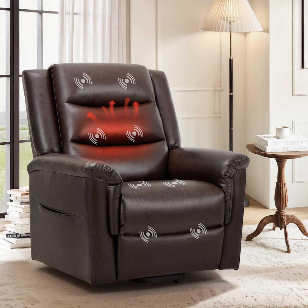 Power Lift Recliner Chair with Massage & Heat - PU Leather Electric Lift Chair for Living Room