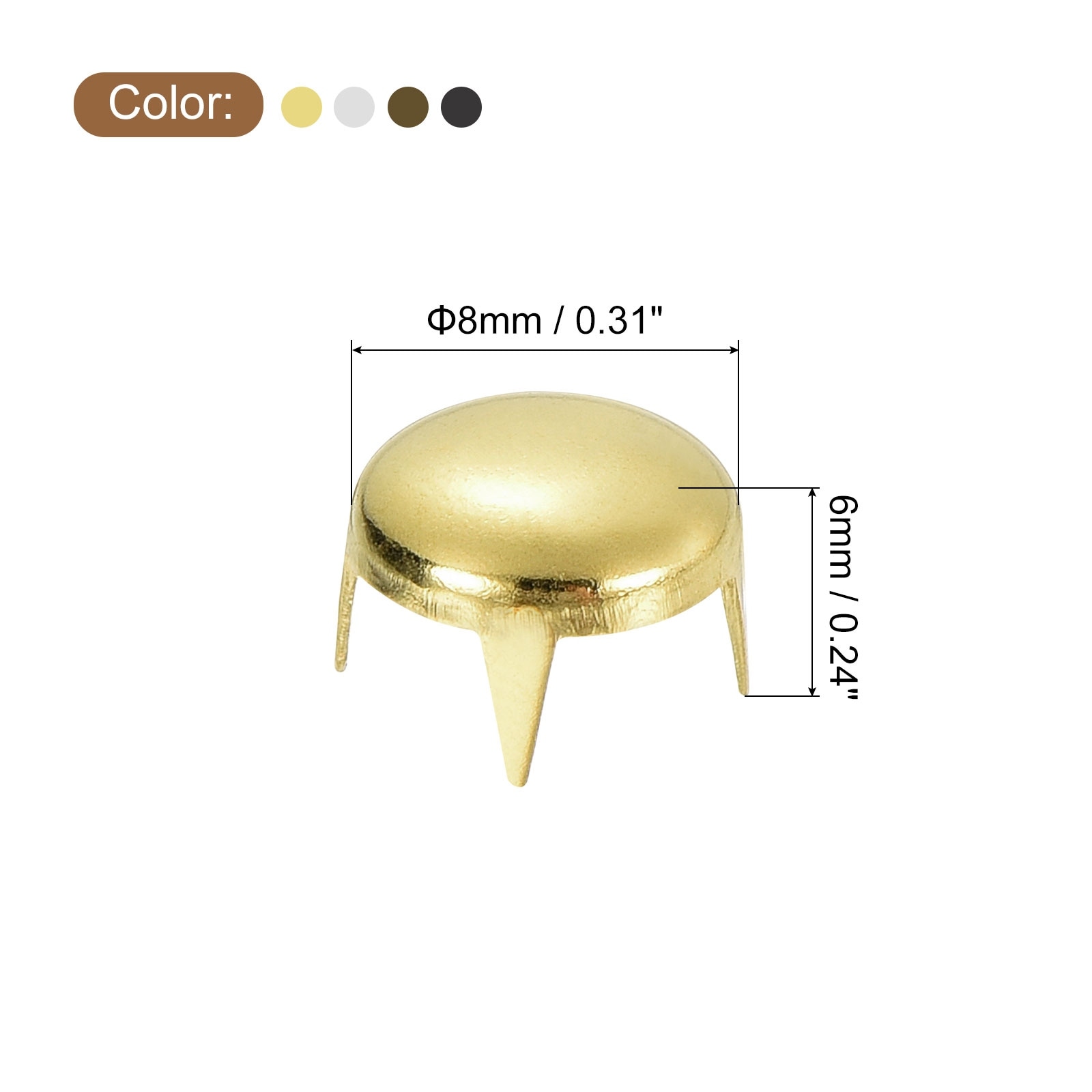 Round Dome Rivets, Spike Studs Spots Punk Rock Nailheads Claw Beads for DIY Belt Bag Shoes Bracelet Leather Craft