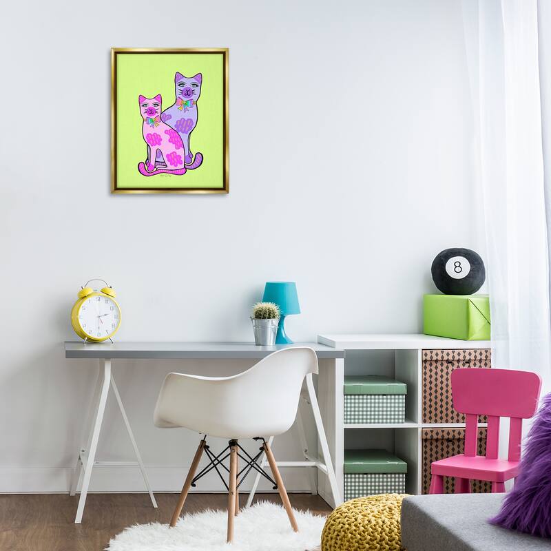 Stupell Funky Bright Cats Framed Floater Canvas Wall Art Design By Katie Conley