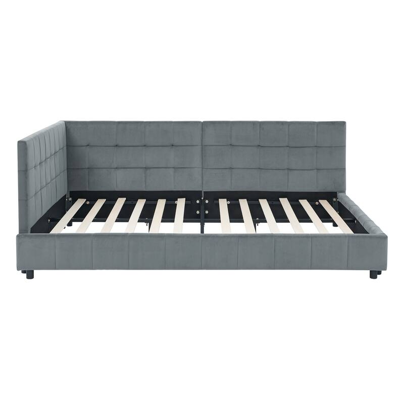 Upholstered Tufted Bed Frame Velvet Fabric Daybed