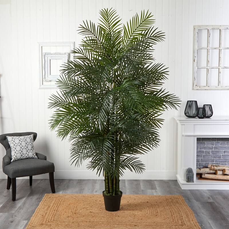 Artificial Palm Tree 7.5ft Indoor Outdoor Decor - Realistic Faux Tree for Home Office Patio - 7.5ft.