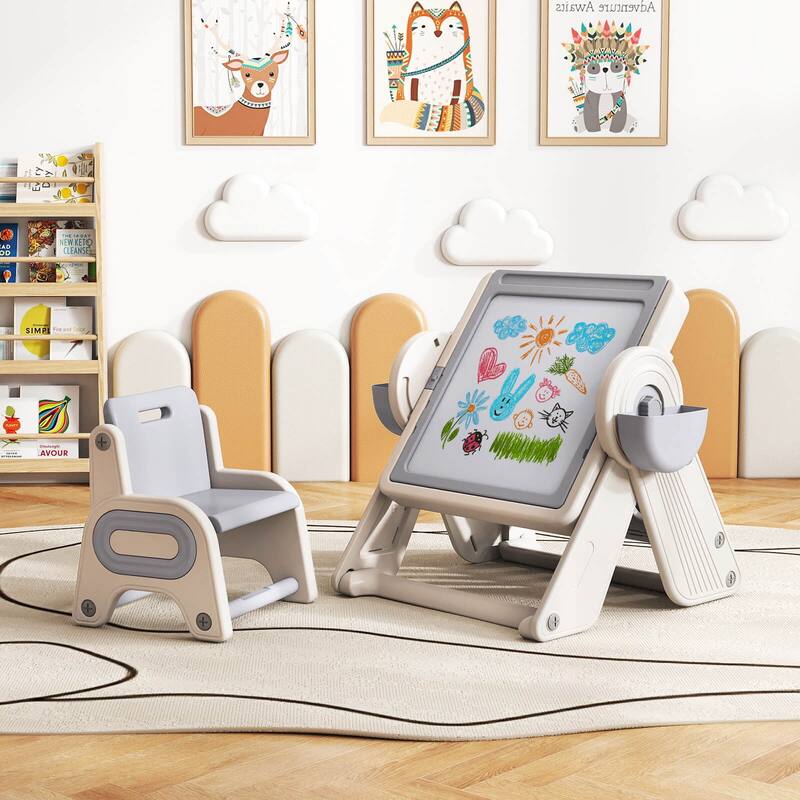 Costway 6-in-1 Multi-activity Children Table & Chair Set with Pen - See Details