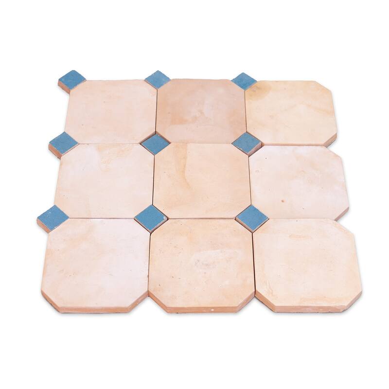 Contemporary Zellige Panels, 12" X 12" X 1/2", Terracotta - Maya Blue