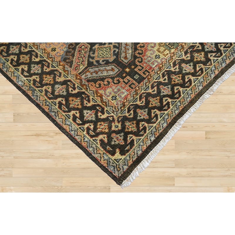 LoomBloom Gold Hand Knotted Transitional Oushak Wool Area Rug - 5' 6'' x 8' 8''