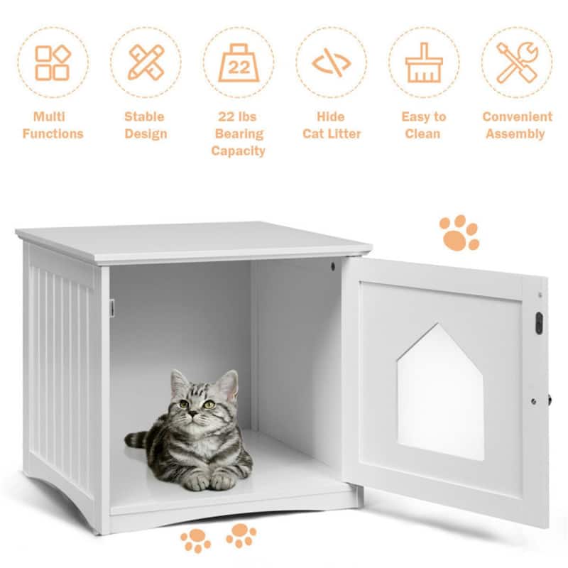 20"Brown Wooden Cat Litter Box End Table