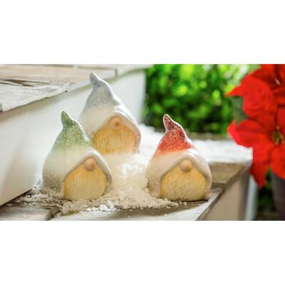 Ceramic Small 5-inch Gnome Garden Statuary (Set of 3)