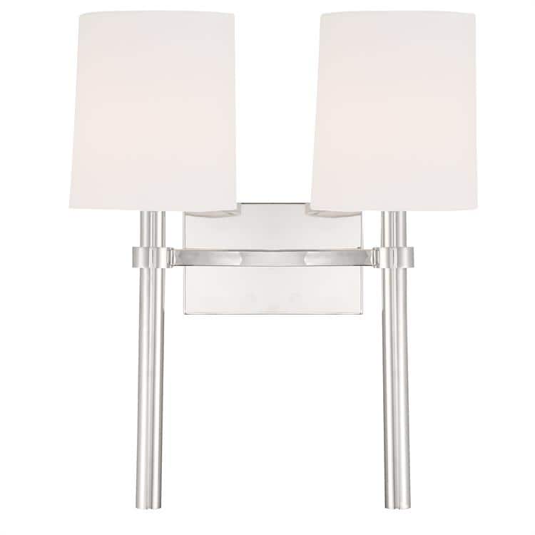 Bromley 2 Light Polished Nickel Wall Mount - 13.75'' W x 18.37'' H x 7.125'' D - 13.75'' W x 18.37'' H x 7.125'' D