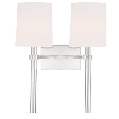 Bromley 2 Light Polished Nickel Wall Mount - 13.75'' W x 18.37'' H x 7.125'' D