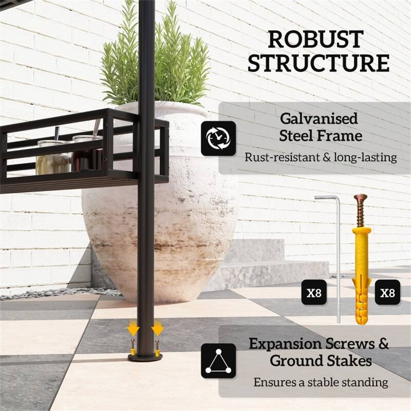 Galvanized Metal Polyester 2-Tier Outdoor Gazebo - 94.5" L x 59.1" W x 101.2" H