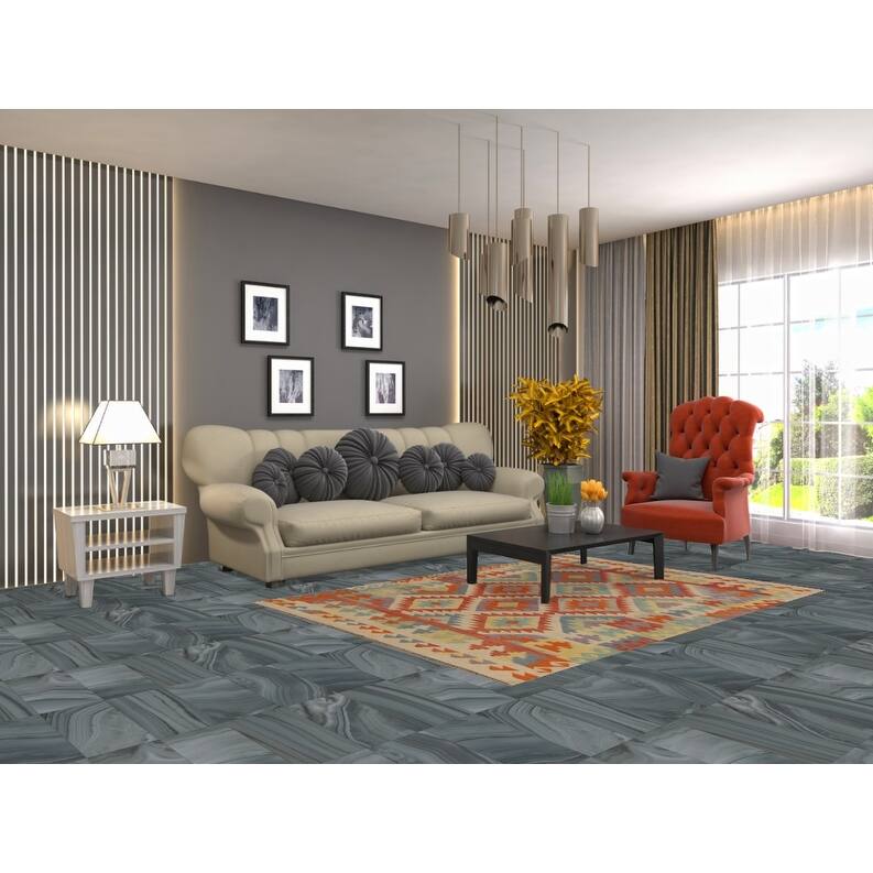 Hand Woven Oriental 100% Wool Carpet Southwestern Geometric Multi-Colored Kilim Area Rug - 6' 9'' X 4' 10''