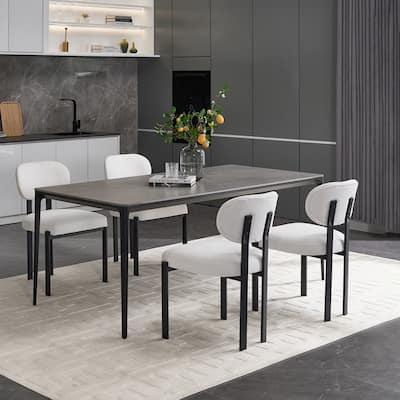 2Pcs Modern Dining Room Chairs Mid-Century Upholstered with Metal Legs