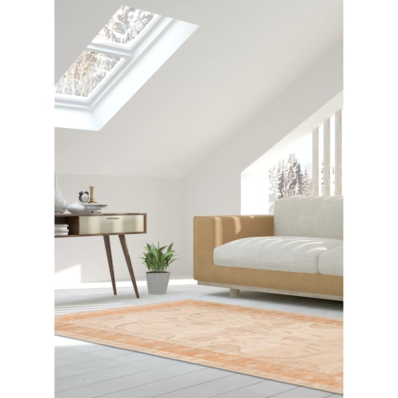 ECARPETGALLERY Hand-knotted Peshawar Oushak Ivory Wool Rug - 5'6 x 8'10