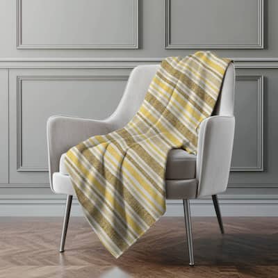 Premium Machine Washable Modern Stripe Sherpa Throw Blanket