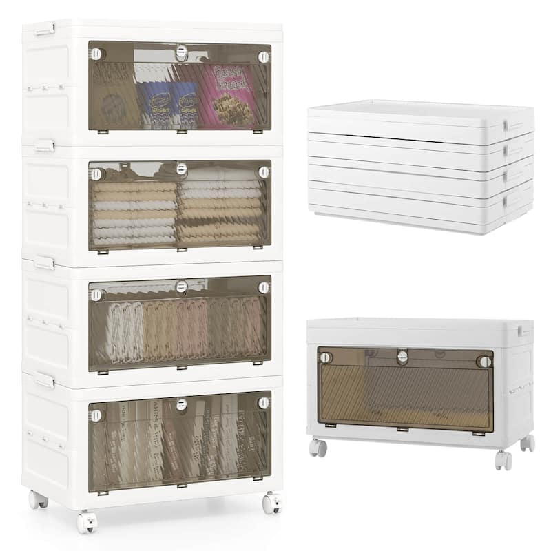 Costway 3/4-Tier Stackable Storage Bins 33-gal Collapsible Storage