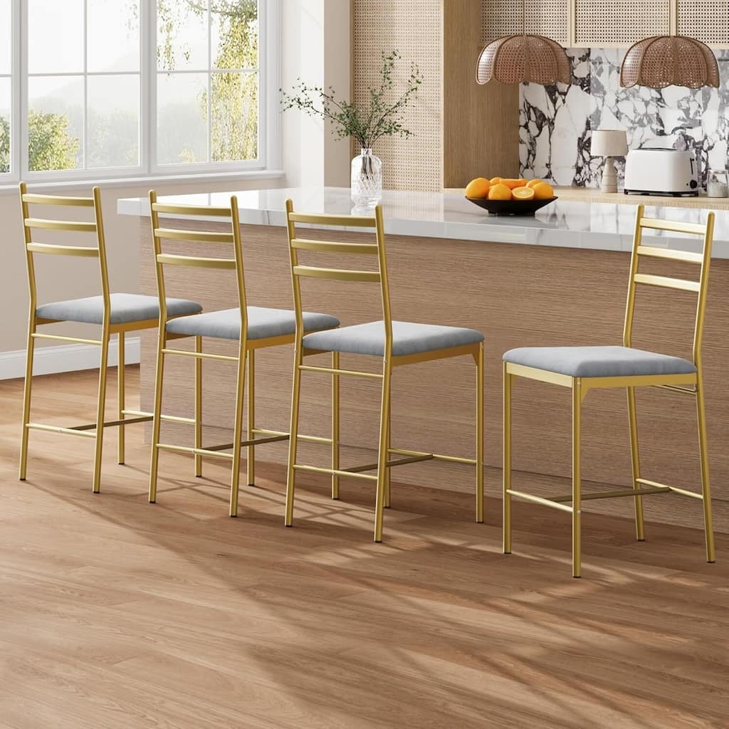 Faux Leather Upholstered 22 Inch Counter Height Barstools Set of 4