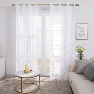 Deconovo Sheer Voile Line Grommet Curtain Pair(2 Panel)