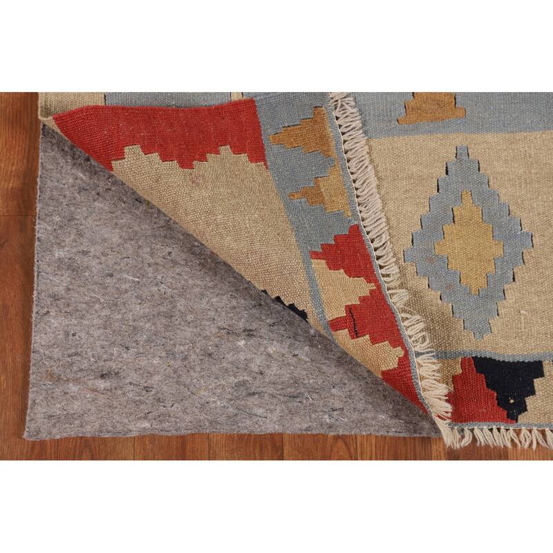 Striped Geometric Kilim Persian Vintage Area Rug Flatweave Wool Carpet - 4'8"x 7'10"