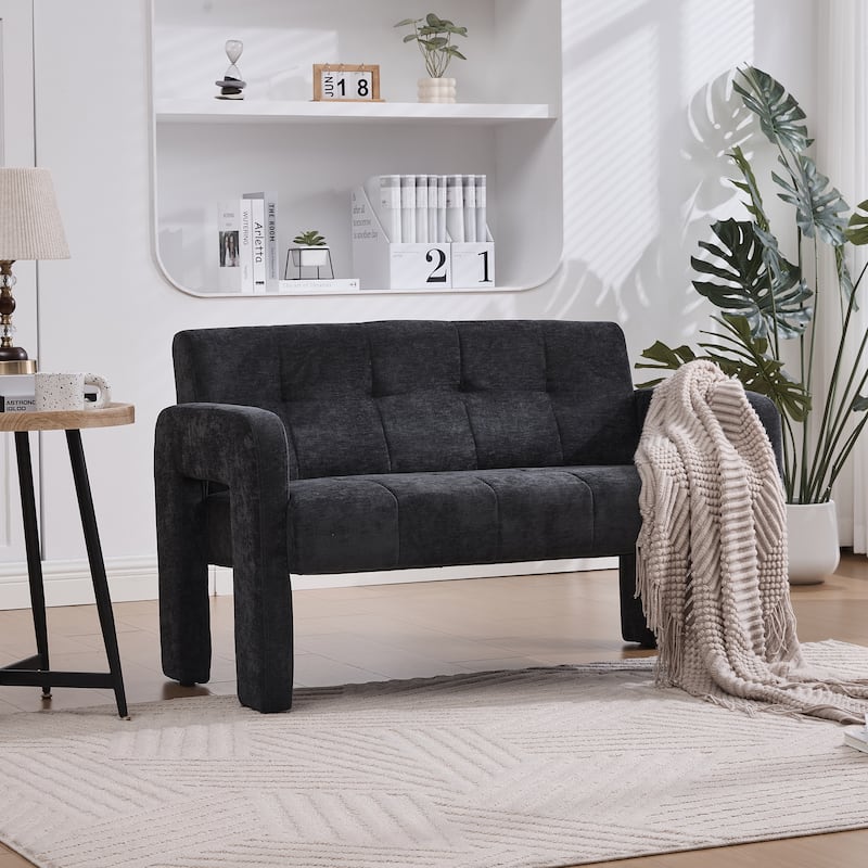 Modern 2-Seater Sofa Armchair with Chenille Fabric, for Living Rooms, Bedrooms, Lounges and Reading