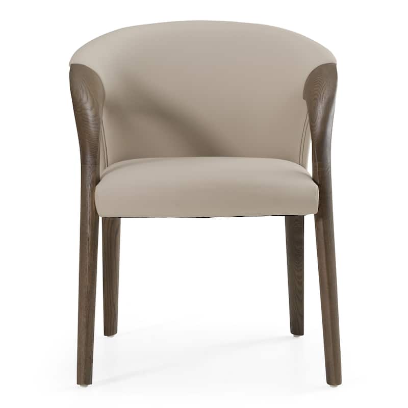 Modrest Wynetta Mid-Century Modern Grey Vegan Leather & Grey Ash Dining Chair