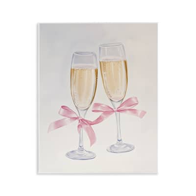 Stupell Chic Bow Champagne Glasses Wall Plaque Art Design By Arlington Prints