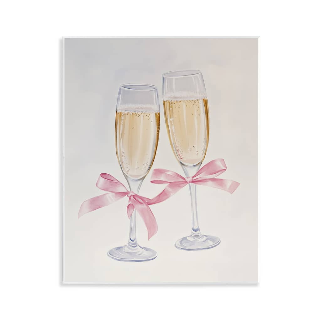 Stupell Chic Bow Champagne Glasses Wall Plaque Art Design By Arlington Prints
