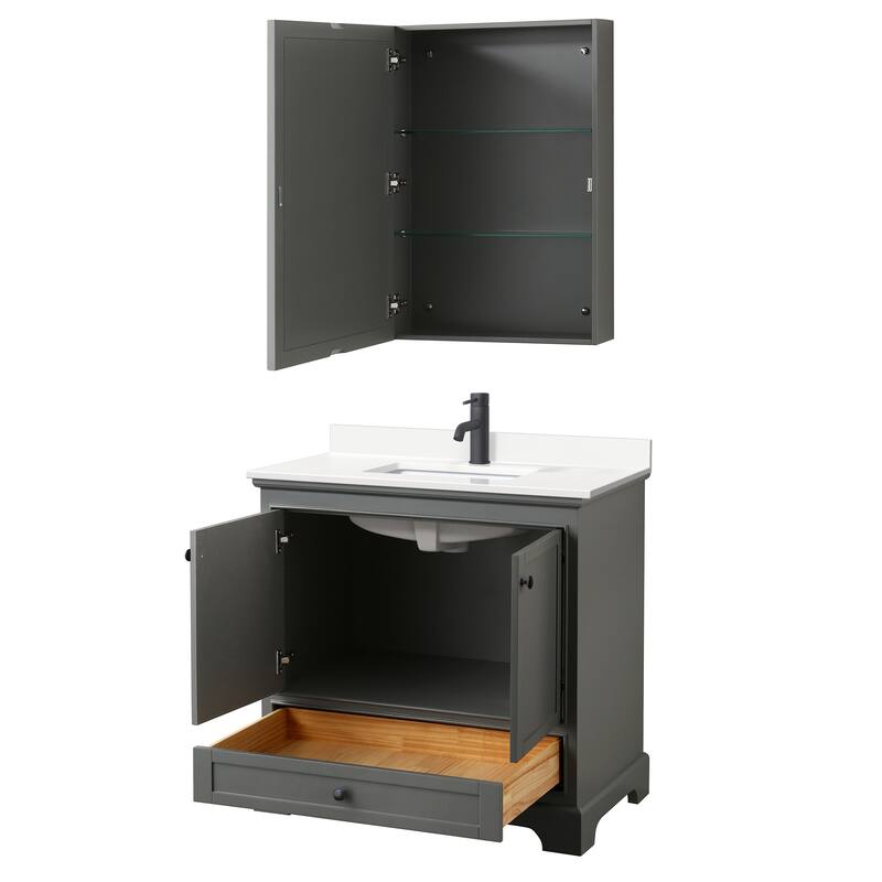 Deborah 36-inch Single Vanity, Quartz Top, Medicine Cabinet