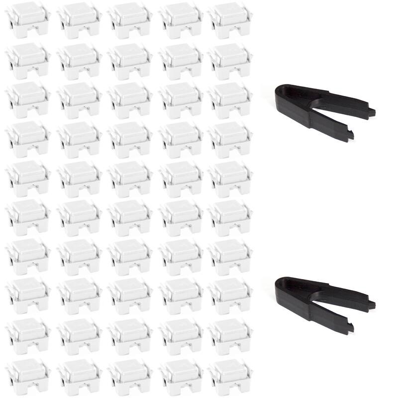 Modular Cube Locking Clips Pack of 50 and 2 Tweezers - White