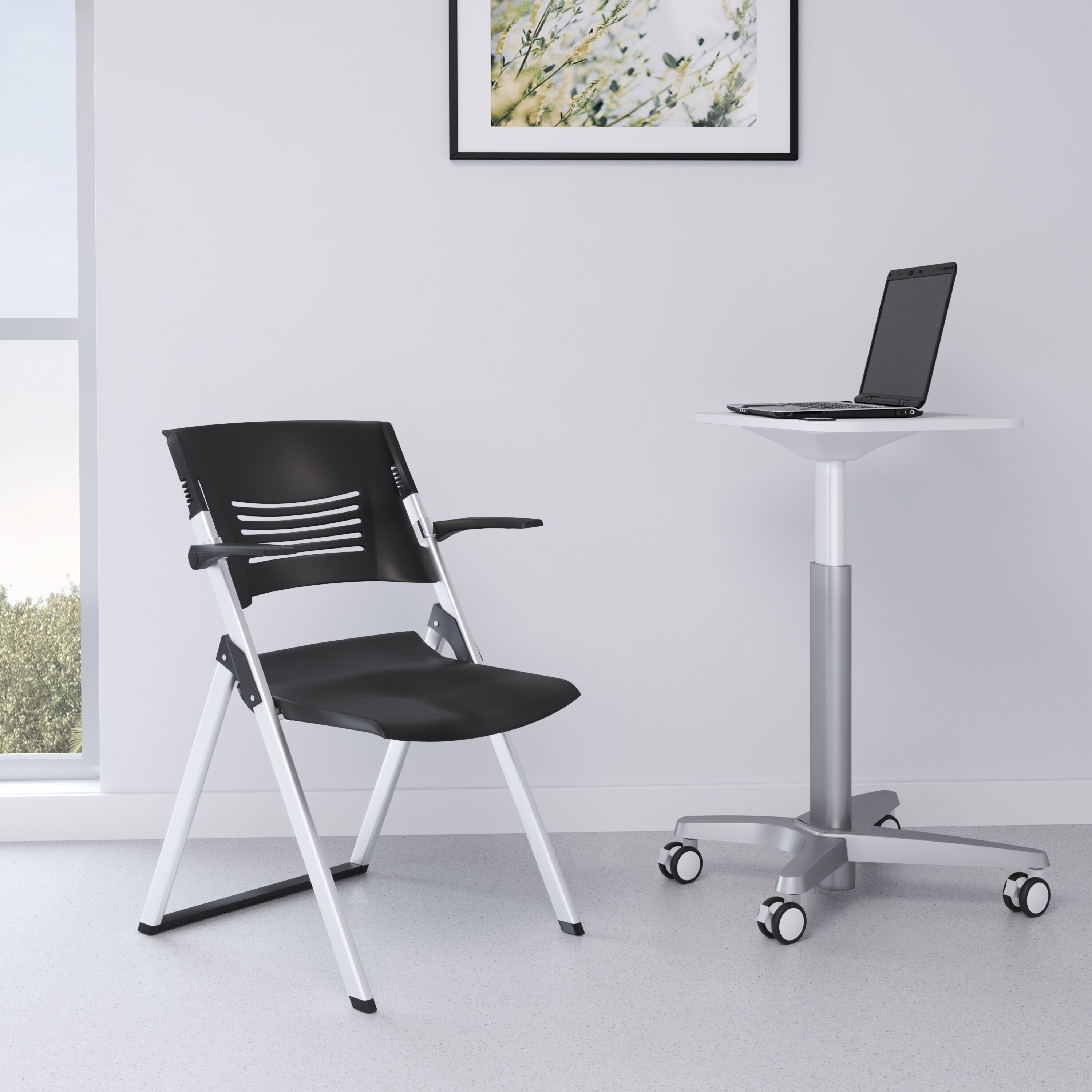 wren folding guest chair with breathable back black