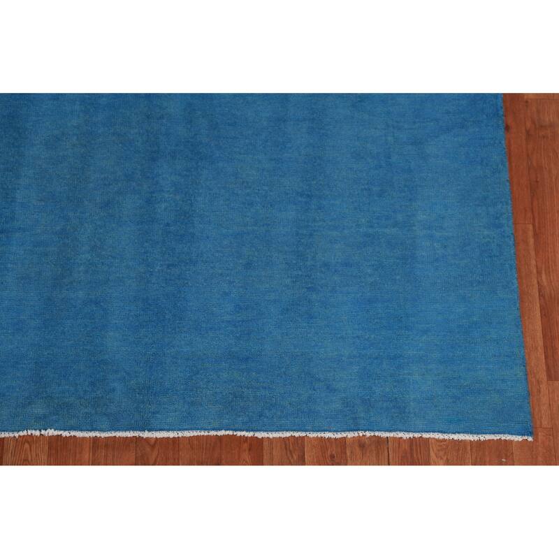 Hand Knotted Oriental 100% Wool Carpet Modern Solid Navy Blue & Blues Gabbeh Area Rug - 10' 0'' X 5' 3''