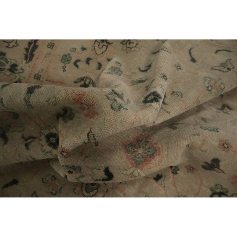 Hand Knotted Oriental 100% Wool Carpet Traditional All-Over Beige & Ivories Ziegler Area Rug - 8' 9'' X 6' 1''