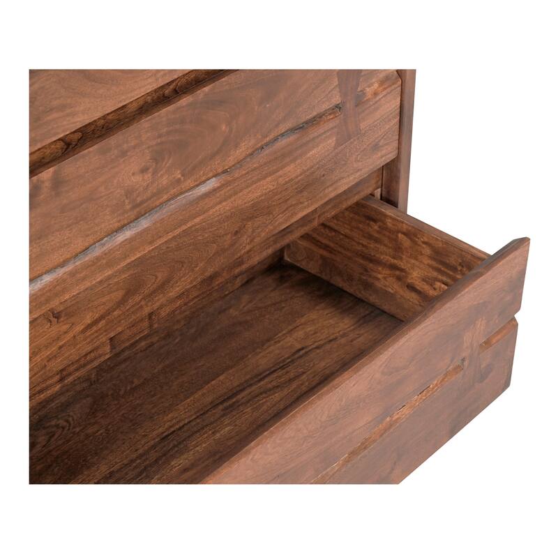 NADAAL STUDIOS Sterling Dresser, Six Drawer Solid Acacia with Live Edge and Butterfly Joinery, Brown